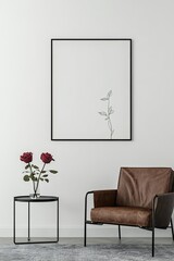 Minimalist botanical art print with two red roses