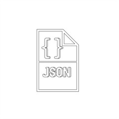 JSON File Icon – Bracket Symbol and Label Split Style (Outline Vector)