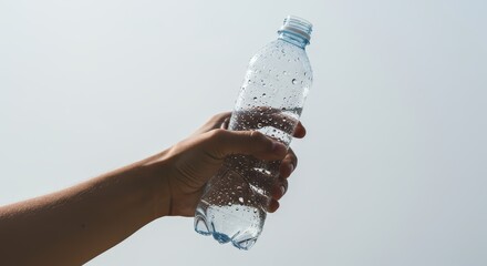 Plastic Bottle with Water Being Held