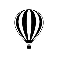 Obraz premium Striped Hot Air Balloon Black and White Icon