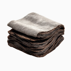 Fototapeta premium Stack of Textured Fabrics Light Gray and Dark Brown Cloth