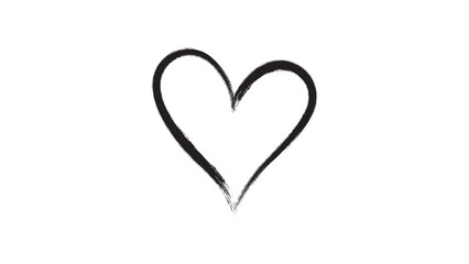 Hand drawn heart outline in black ink on transparent background, minimalist sketch love symbol, romantic line art for Valentine&rsquo;s Day, cards, crafts, posters, doodle design assets