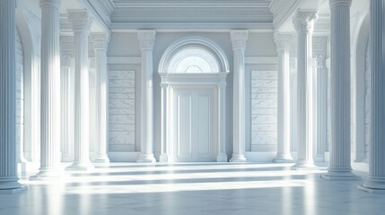 Greek Palace: Bright Light Shining Through the Classic Column Doorway