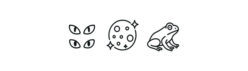 Naklejka premium Minimalist frog and stone symbol: nature icons in line art style