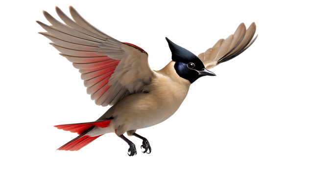 Red-vented Bulbul in Flight Stunning Avian Illustration