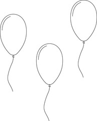 Balloon in line style. Bunch of balloons for birthday or party. Flying balloon with rope. Flat icon illustration isolated on white background. © Volodymyr2
