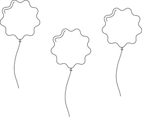 Balloon in line style. Bunch of balloons for birthday or party. Flying balloon with rope. Flat icon illustration isolated on white background. © Volodymyr2