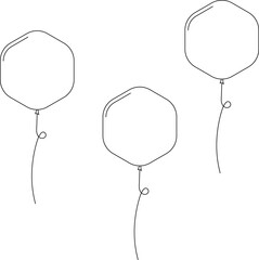 Balloon in line style. Bunch of balloons for birthday or party. Flying balloon with rope. Flat icon illustration isolated on white background. © Volodymyr2