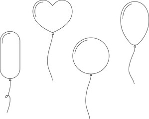 Balloon in line style. Bunch of balloons for birthday or party. Flying balloon with rope. Flat icon illustration isolated on white background. © Volodymyr2