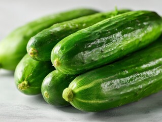 Fresh Organic Cucumbers Displayed on Neutral Background Side by Side
