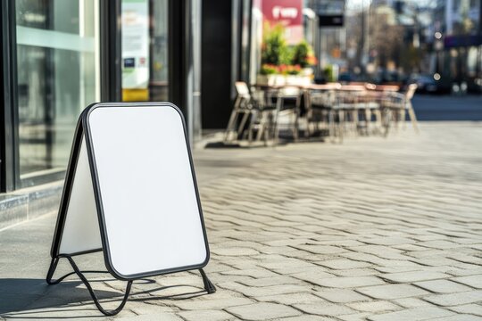 Blank Sign in Front of Cafe