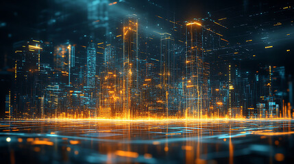 Obraz premium annual growth report with futuristic 3D visualizations, corporate performance summary