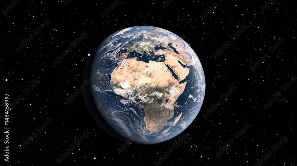 Poster planet earth rotating in the vastness of space, embraced by a breathtaking view of countless stars, 
