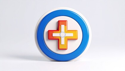 Obraz premium Red and Yellow Plus Sign in Blue Circle