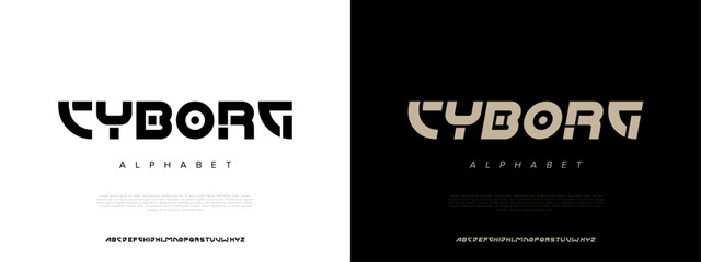 Futuristic and robotic inspired alphabet perfect for digital, AI, sci-fi, gaming and tech branding projects