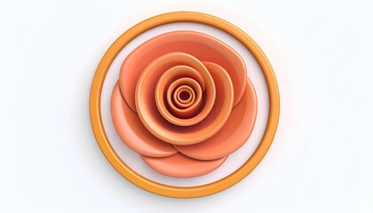 Peach Rose in Circle Frame