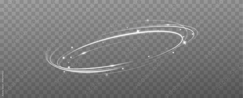 Poster white round neon light frame with glow effect. shining elliptical ring, fast light streaks, abstract