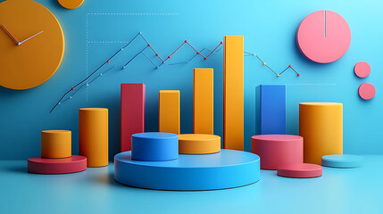 executive summary layout with 3D data charts, professional presentation design