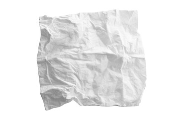 Crumpled used paper tissue on transparent white background