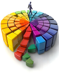 Fototapeta premium Human resources workflow visualization with employee engagement pie charts