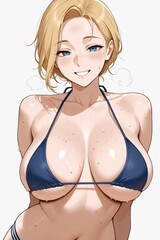 anime women wear bikini from different race