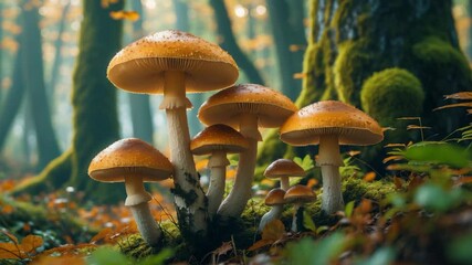Autumn honey agarics captured up close
