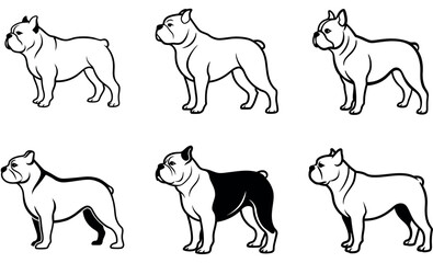 Black and White Boston Terrier Silhouettes