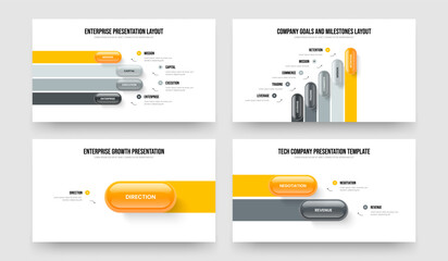 Digital Proposal Four Five One Two Step Infographic Slideshow Design Vector Illustration Collection. Professional Report 4 5 1 2 Element Diagram Frame Template Set.