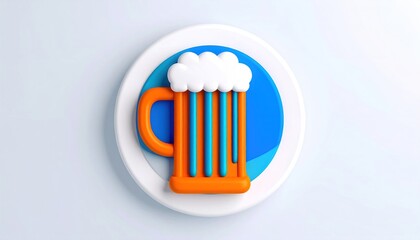 Beer Mug with Foam on Plate