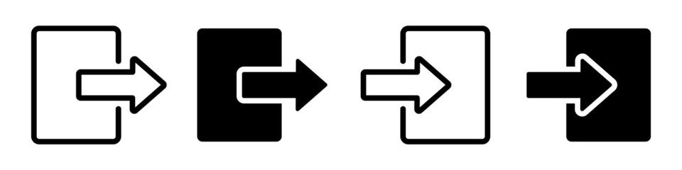 Vector isolated Enter Exit icon set in black outline and fill