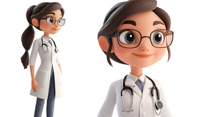 Fototapeta premium 3d cartoon portrait of lady doctor