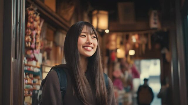 観光する日本人女性
