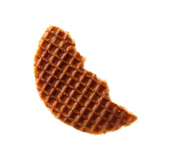 Piece of tasty waffle isolated on white