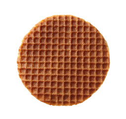 One tasty Dutch waffle isolated on white