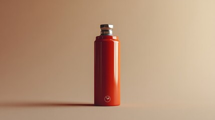 A bold red D-size battery mockup with a glossy finish on a pale yellow background 