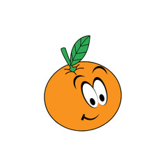 Orange Fruit with Face Vector Illustration on White Background (Original illustration, Not AI Generated)