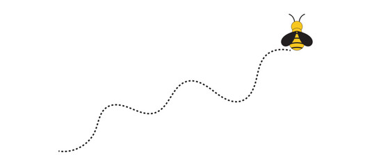 Flying Bee Icon on Stock Illustration. vector on dotted flying. vector illustration.