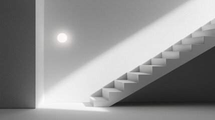 Modern stairway design with light highlighting the steps.
