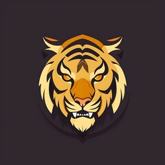 Obraz premium Tiger Head with Vector Art, and Dark Background.
