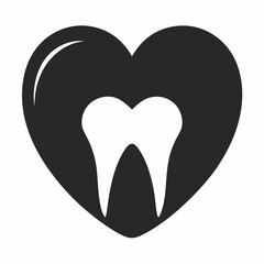 Tooth  Hearts Love Pattern silhouette vector illustration