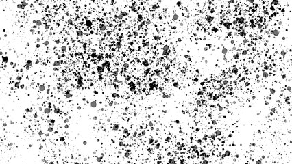 Black white ink splatter paint abstract background. High contrast speckled pattern. Grunge blot stain texture. Chaotic spray art. Grain noise dust effect. Monochrome messy modern design
