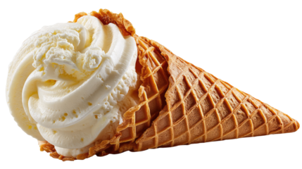Sweet Delights: An ice cream cone brimming with creamy swirls and delectable charm. Its crispy waffle cone cradles a generous portion of a frozen treat
