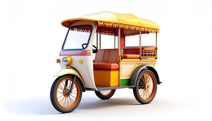 Auto Rickshaw Against White Background