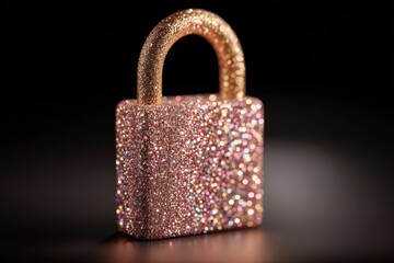 Sparkling padlock adorned with shimmering glitter showcasing security and protection in a captivating visual representation of modern safety and style captured with clarity