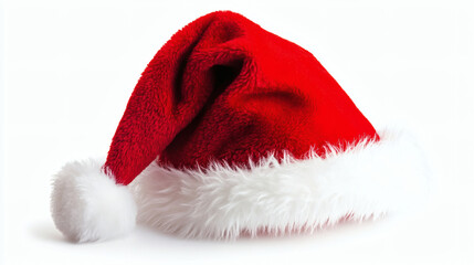 festive, fluffy, soft, trim, classic, hat, isolated, santa, white, clean, red, texture, background, vibe, jolly, picture, present, comfortable, christmas