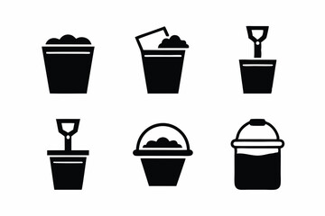 set of Sand Bucket icon silhouette vector illustration