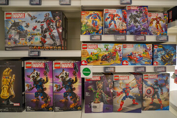 Fototapeta premium Budapest, Hungary , 04 04 2025 : Lego store and collections on display
