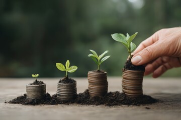 Growing Money Financial Investment Plant Seedling Coins Wealth Savings Growth