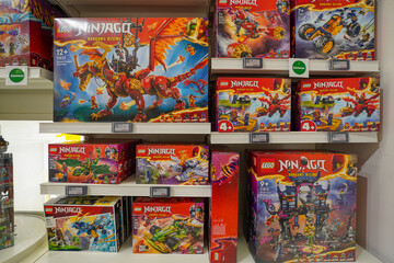 Fototapeta premium Budapest, Hungary , 04 04 2025 : Lego store and collections on display