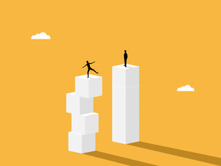 Businessman Standing on Stability and Another Standing on Uncertainty